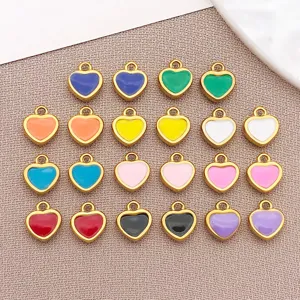 Stainless Steel Heart Charm Enamel Heart Pendant For DIY Jewelry Making Necklaces Earrings Supplies Jewelry Accessory