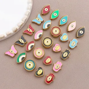 Perles breloques œil maléfique papillon cœur en acier inoxydable doré pour bijoux bracelet DIY