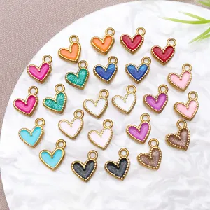 Colgantes de corazón de esmalte de acero inoxidable para hacer joyas DIY collar.