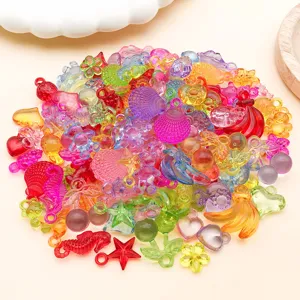 Pendentifs transparents en acrylique ours coeur fruit etoile mix pour bijoux DIY details
