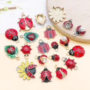 Breloques coccinelle en émail alliage pendentif accessoires de bijoux DIY pour collier et bracelet.