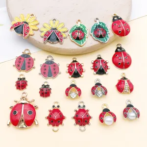 Breloques Coccinelle en Alliage Émaillé Pendentifs DIY Bijoux Collier Bracelet 20pcs