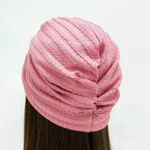 Vrouwen roze gestructureerde tulband hoed casual dagelijkse kleding comfortabele ademende hoofddoek