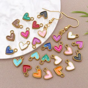 Colgantes de corazones esmaltados de acero inoxidable accesorios de joyeria DIY coloridos