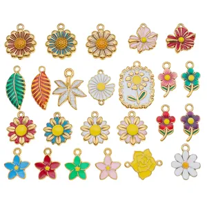 Colorful enamel flower daisy charms stainless steel pendants for DIY jewelry making accessories