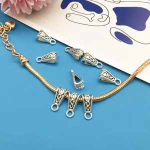 DIY silver large hole bail connectors charms for handmade charm bracelet jewelry making accessories