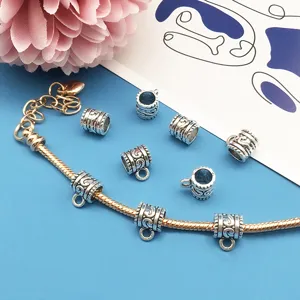 DIY silver charm beads pendant connectors for handmade bracelets jewelry making 4mm