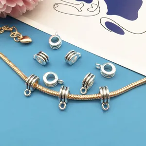 4mm large hole bail beads silver charm pendants for handmade DIY bracelet jewelry accessories