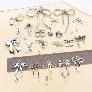 Mixed 20 styles antique silver bow zinc alloy pendants DIY jewelry making accessories charm