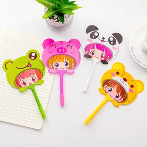 Cute cartoon animal fan pens set, creative student stationery gifts with lovely designs.
