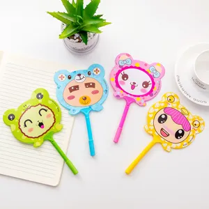 Cute cartoon fan pens set, creative student stationery with lovely animal designs. Fun and practical.
