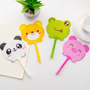 Cute cartoon animal fan pen detail, student stationery supplies, creative plastic writing pen.