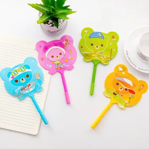 Cute cartoon bear fan pen creative student stationery portable plastic multi-functional ballpoint pen