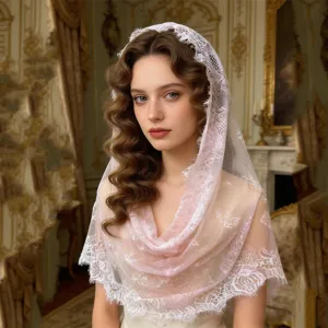 Vintage white lace bridal veil wedding headwear elegant retro photography hair accessory