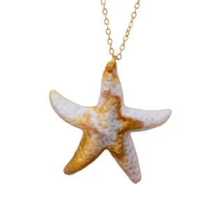 Seestern Anhänger Halskette für Damen, langer Pulloverketten Schmuck, Strand Stil.