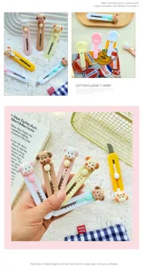 Lindo cortador de caja portátil de perrito kawaii mini cúter de estilo crema para diario