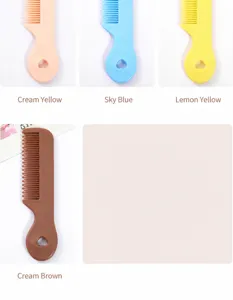 Candy color mini portable hair comb details showing multiple color variants and cute heart hole.