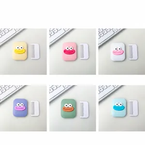 Cute 2-in-1 folding makeup mirror and comb with funny cartoon mouth design, portable pocket size.