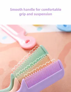 Candy color mini portable hair comb for kids, smooth handle with comfortable grip and hanging hole.