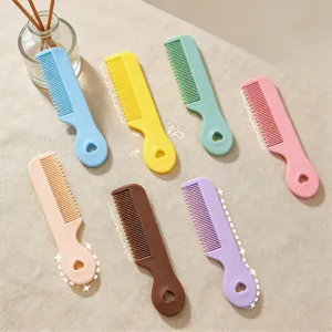 Candy color mini portable hair comb set for kids, cute plastic combs with lovely heart hole.