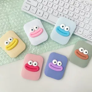 Cute cartoon big mouth folding mirror comb portable makeup pocket mirror for daily travel use.