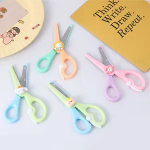 Kids safety scissors cute cartoon stationery crafting paper cutting tools for DIY art school use
