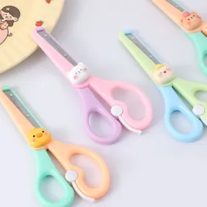 Cute cartoon children safety scissors for crafts, stationery, and DIY paper cutting art work.