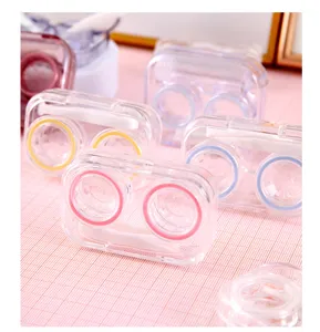 Transparent contact lens case portable box simple design daily eye care storage tool set