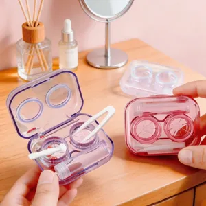 Portable Transparent Contact Lens Case Minimalist Twist-Free Plastic Beauty Contact Lenses Storage Box Travel Companion Tool Set