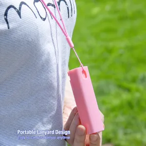 Tragbare Reise-Sprühflasche mit Umhängeband, rosa nachfüllbarer Dispenser für Kosmetik.