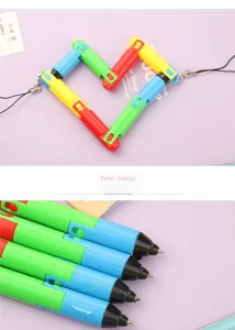 Kreativer faltbarer Kugelschreiber Detailansicht, biegsames Gelenk-Spielwaren-Schreibwaren für Kinder.