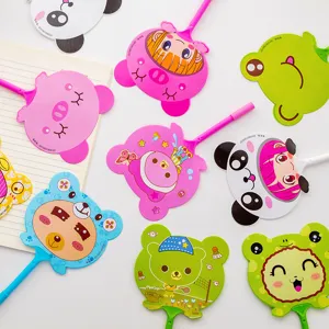 Cute cartoon animal fan pen set, creative student stationery folding fan with ballpoint pen.