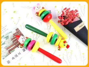 Wooden cartoon animal baby rattle toy set, lovely early education product detail view.
