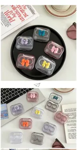 Draagbare doorzichtige contactlens etui met schattige strik dubbele doos reisset
