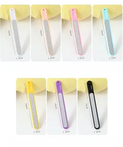 Candy color nail file 10cm portable manicure sanding strip for smooth nail care daily use.