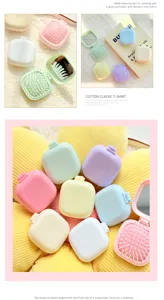 Mini cepillo de pelo plegable portátil con espejo, peine de masaje bonito para viajes.