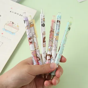 Cute Cartoon Cat Girl Gel Pen Bullet Tip Pressable Neutral Pen Student Office Writing Stationery Supply