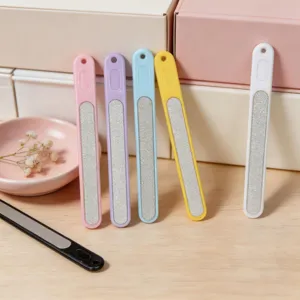 Candy color nail file set portable double sided frosted manicure tool for home daily nail care.