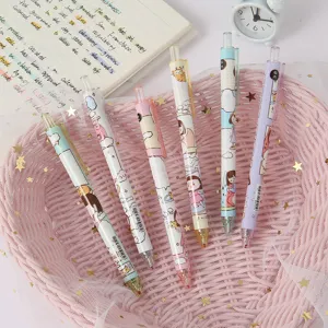 Cute cartoon girl gel pens set, smooth writing black ink pens for student school and office.