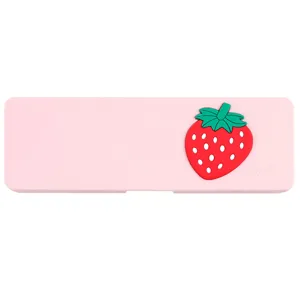 Cute Cartoon Pencil Case Plastic Kawaii Student Stationery Storage Box Portable Pen Organizer