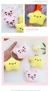 Niedlicher Plüschstern und kleines Schweinchen Schlüsselanhänger Anhänger für DIY Taschen.