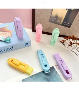 Macaron push-pull gum set, kleurrijke draagbare kantoorartikelen voor scholieren en schoolbehoeften.