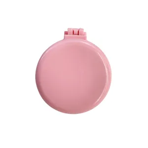 Portable folding hair brush with mirror, cute pink compact mini air cushion massage comb for daily.