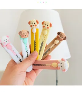 Lindo cúter de perro portátil de estilo crema abrecartas papelería bonito cachorro