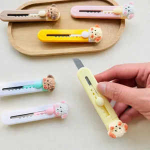 Cúter de perrito lindo estilo crema portátil abrecajas papelería cuchillo para cortar papel