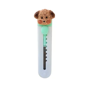 Lindo cúter de cachorro, cortador de cajas portátil estilo crema y herramienta de corte de papel.