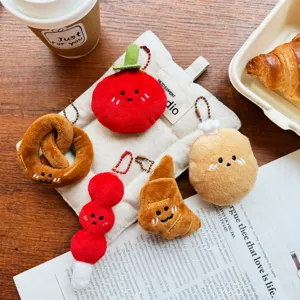 Creative Cartoon Food Plush Doll Pendant Creative Tomato Croissant Potato Bag Charm Keychain Decoration