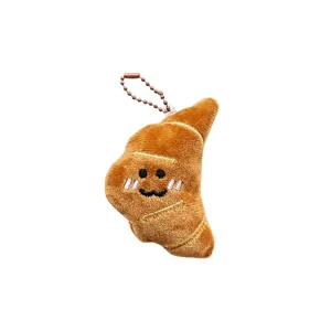 Cute croissant plush keychain cartoon food doll backpack pendant cute decoration key ring