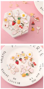 Süße Emaillierte Frucht Tier Charms DIY Schmuckherstellung Anhänger für Armbänder Ohrringe
