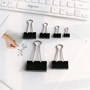 Fermacarte in Metallo Nero Dimensioni Assortite Fermagli per Organizzazione Documenti Ufficio Scuola